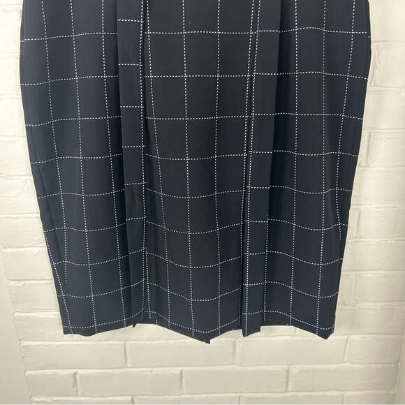 Liz Claiborne Career Black Windowpane Tie Waist Skirt Size 14 - Picture 4 of 6